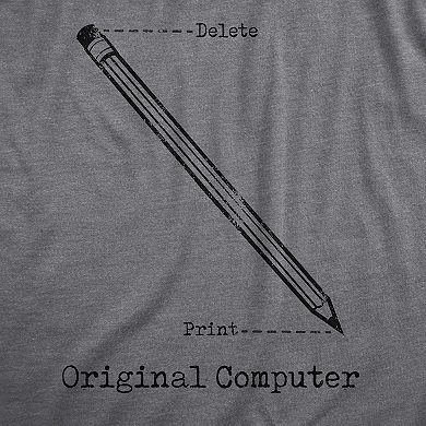 Mens Original Computer T Shirt Funny Pencil Eraser Analog Joke Tee for Guys
