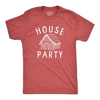 Mens House Party T Shirt Funny Xmas Gingerbread Cookie Decoration Joke Tee for Guys