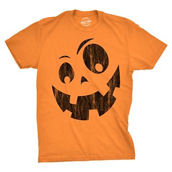 Mens Silly Jack Pumpkin T Shirt Funny Halloween Jack O Lantern Goofy Smile Tee for Guys
