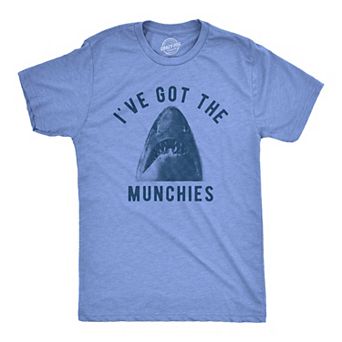Mens Ive Got The Munchies T Shirt Funny Shark Bite Attack Eating Joke Tee for Guys