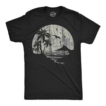 Mens Funny T Shirts Moon Beach Vacation Novelty Graphic Tee for Men