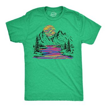 Mens Funny T Shirts Rainbow River Cool Nature Graphic Tee for Men
