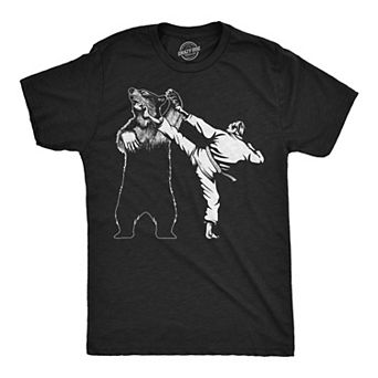 Mens Funny T Shirts Karate Kicked Bear Sarcastic Fighting Graphic Tee