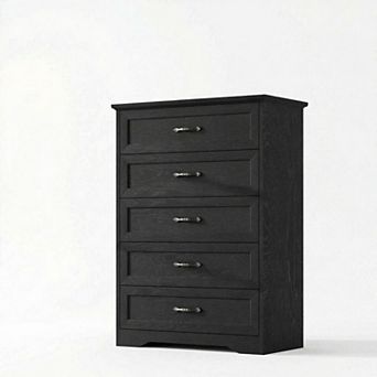 Multi-Drawer Wood Dresser for Bedroom, Farmhouse Chest of Drawers Storage Cabinet