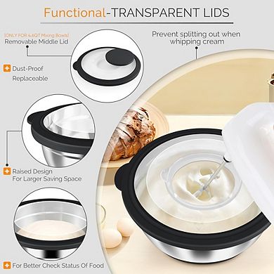 24 Piece Stainless Steel Mixing Bowls with Lids Durable & Dishwasher Safe