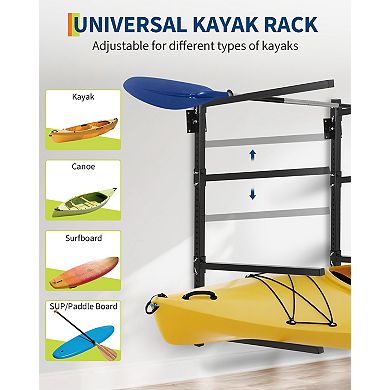 Heavy Duty Freestanding Kayak Storage Rack, Steel Canoe and SUP Paddle Board Stand