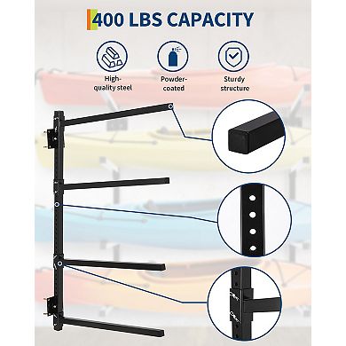 Heavy Duty Freestanding Kayak Storage Rack, Steel Canoe and SUP Paddle Board Stand