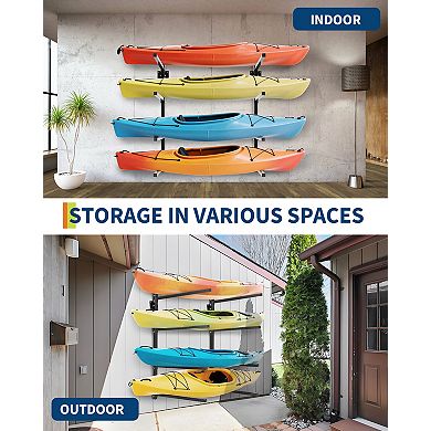 Heavy Duty Freestanding Kayak Storage Rack, Steel Canoe and SUP Paddle Board Stand