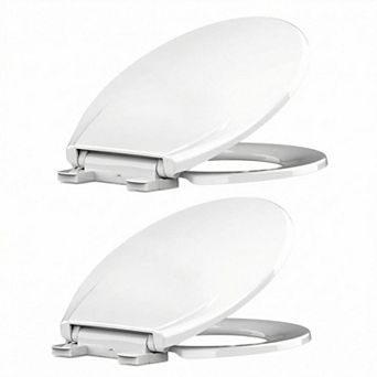 2-Pack Elongated Toilet Seat Replacement Heavy Duty Plastic Slow Close Bowl Lid