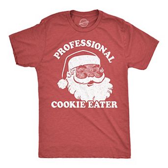 Mens Funny T Shirts Professional Cookie Eater Sarcastic Christmas Graphic Santa Tee for Men