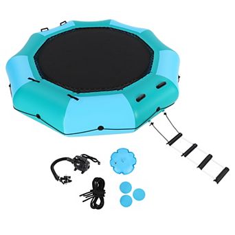 15FT Inflatable Water Trampoline, Heavy Duty Floating Bouncer for Lake and Pool