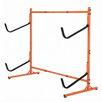 2 tier Adjustable Freestanding Kayak Rack, Heavy Duty Storage Stand for SUP and Canoe