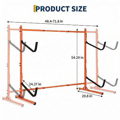 2-Tier Adjustable Freestanding Kayak Rack, Heavy Duty Storage Stand for SUP and Canoe