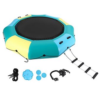 10FT Inflatable Water Trampoline, Heavy Duty Floating Swim Platform and Bouncer