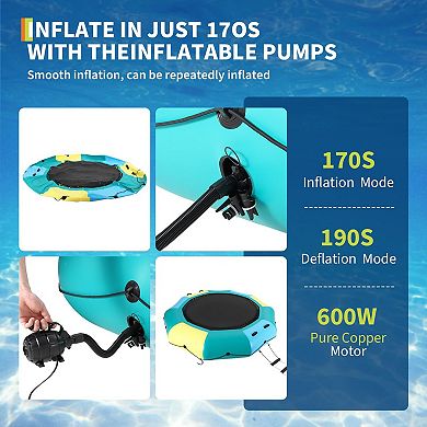 10FT Inflatable Water Trampoline, Heavy Duty Floating Swim Platform and Bouncer