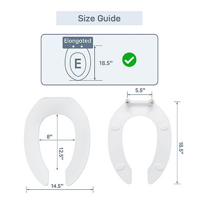 Heavy Duty Commercial Toilet Seat Elongated Plastic Replacement Toilet Lid