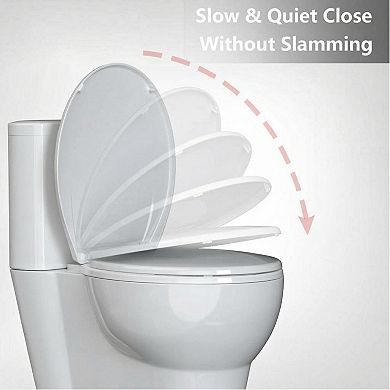 Premium Round Toilet Seat Slow Close Plastic Replacement Toilet Lid for Standard Toilets