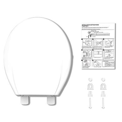 Premium Round Toilet Seat Slow Close Plastic Replacement Toilet Lid for Standard Toilets