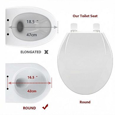 Premium Round Toilet Seat Slow Close Plastic Replacement Toilet Lid for Standard Toilets
