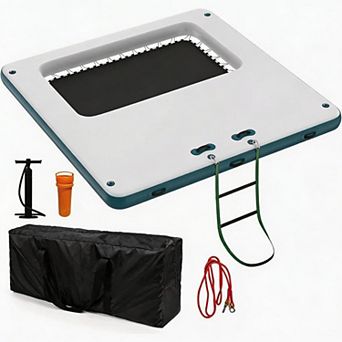 10x10 FT Inflatable Floating Dock Water Platform with Mesh Swim Area