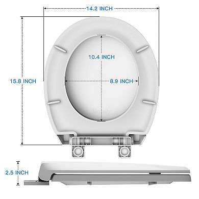 Heavy Duty Plastic Toilet Seat with Cover Universal Standard Toilet Lid Replacement