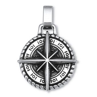 Men's Stainless Steel Antiqued Compass Pendant
