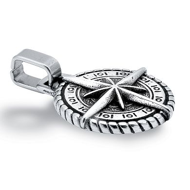 Men's Stainless Steel Antiqued Compass Pendant