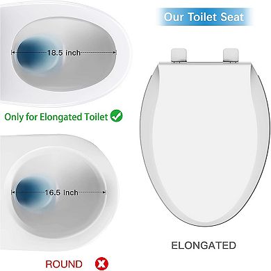 Premium Slow Close Toilet Seat Heavy Duty Plastic Toilet Lid Replacement Standard