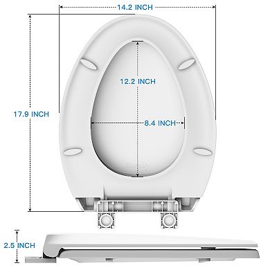 Premium Slow Close Toilet Seat Heavy Duty Plastic Toilet Lid Replacement Standard
