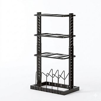 Adjustable Pots and Pans Organizer Rack for Cabinet with Lid Holder Heavy Duty Black