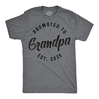 Mens Funny T Shirts Promoted to Grandpa 2025 Sarcastic Family New Baby Graphic Tee for Men