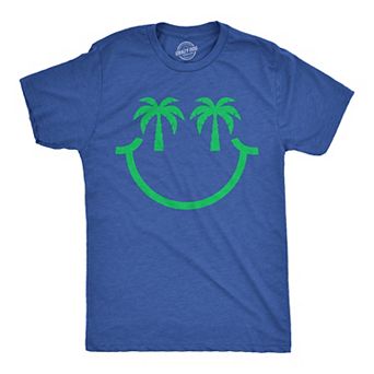 Mens Funny T Shirts Palm Tree Eyes Smile Sarcastic Vacation Graphic Novelty Tee for Men
