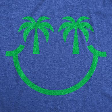 Mens Funny T Shirts Palm Tree Eyes Smile Sarcastic Vacation Graphic Novelty Tee for Men