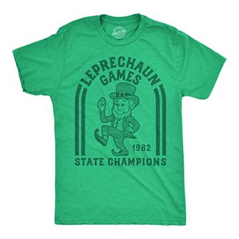 Mens Funny T Shirts Leprechaun Games State Champs Sarcastic St Patricks Day Novelty Tee for Men