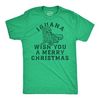 Mens Funny T Shirts Iguana Wish You A Merry Christmas Sarcastic Xmas Graphic Tee for Men