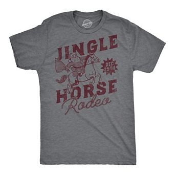 Mens Funny T Shirts Jingle Horse Rodeo Sarcastic Christmas Santa Graphic Novelty Tee for Men