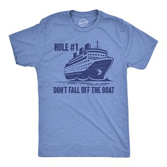Mens Funny T Shirts Rule Number 1 Dont Fall Off The Boat Sarcastic Cruise Graphic Novelty Tee