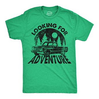 Mens Funny T Shirts Looking for Adventure Sarcastic Graphic Novelty Tees for Men