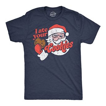 Mens Funny T Shirts I Ate Your Cookies Sarcastic Santa Claus Graphic Novelty Christmas Tee For Men