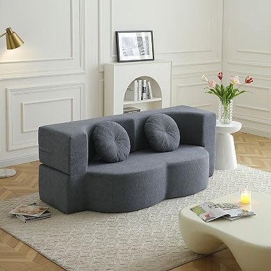 Merax Folding Sofa Bed with Pillow, Twin Sleeper Sofa, Floor & Futon Loveseat Couch