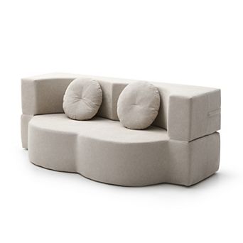Merax Folding Sofa Bed with Pillow, Twin Sleeper Sofa, Floor & Futon Loveseat Couch
