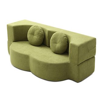 Merax Folding Sofa Bed with Pillow, Twin Sleeper Sofa, Floor & Futon Loveseat Couch