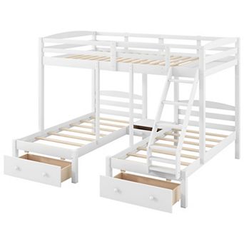 Merax Full Over Twin & Twin Triple Bunk Bed with Storage Drawers