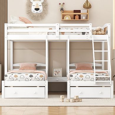 Merax Full Over Twin & Twin Triple Bunk Bed with Storage Drawers