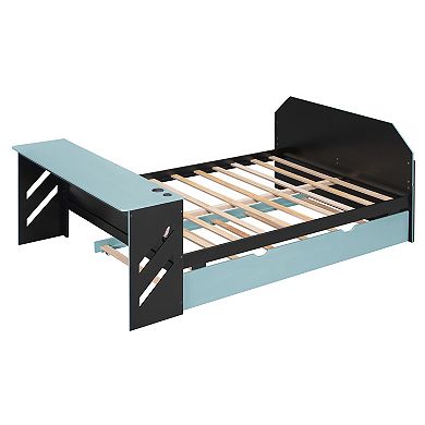 Merax Full Size Wood Daybed with Twin Size Trundle