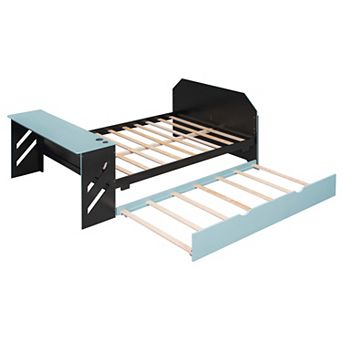 Merax Full Size Wood Daybed with Twin Size Trundle