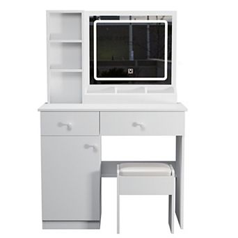 Merax Fashion Vanity Desk with Mirror and Lights for Makeup, Vanity Mirror with Lights