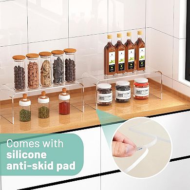 Great Ambitions Clear Cabinet Shelf Organizers,2 Pk Shelf Risers Kitchen Cabinets,Soda Cans and Cup