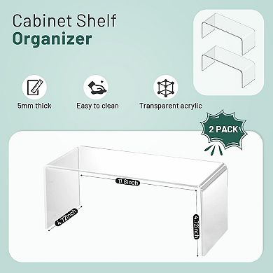 Great Ambitions Clear Cabinet Shelf Organizers,2 Pk Shelf Risers Kitchen Cabinets,Soda Cans and Cup