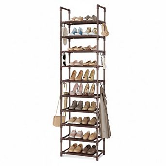 KAUFLY 10 tier Shoe Rack w/ Dust Cover & Side Pockets, Rust-Proof